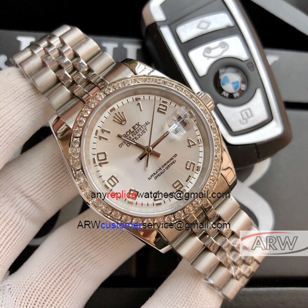 Rolex Datejust Silver Dial Diamond Bezel 36mm Watch Best Copy